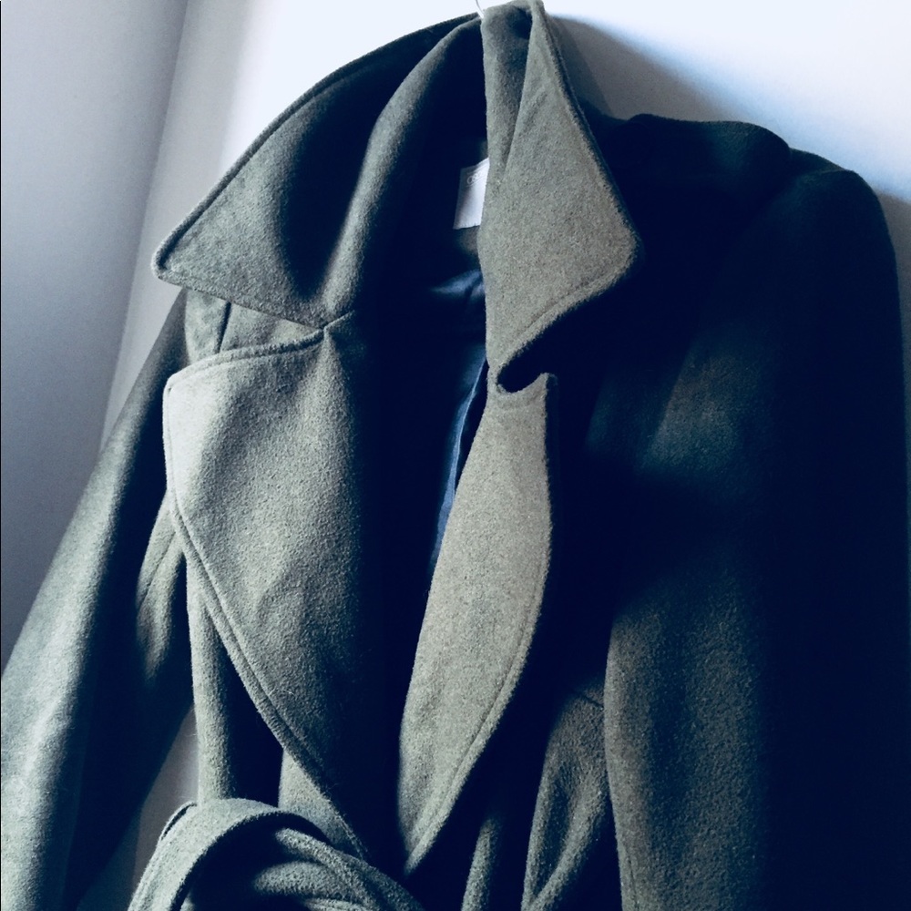 Hunter green wool trench coat